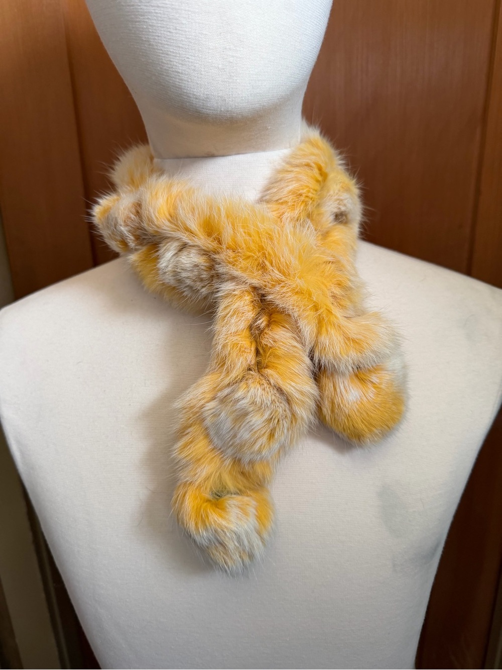 Rabbit Fur Pom Pom Scarf  Fur Collar Multi color 30” inch by 3” inch